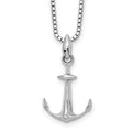 Sterling Silver RH Plated White Ice Diamond Anchor Necklace