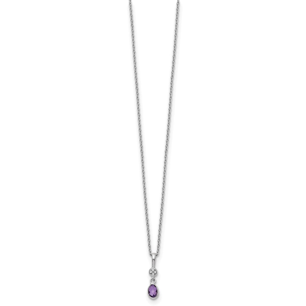 Sterling Silver RH Plated White Ice Amethyst and Diamond Necklace