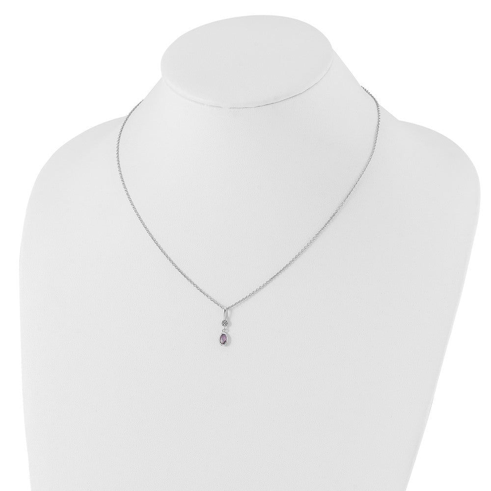 Sterling Silver RH Plated White Ice Amethyst and Diamond Necklace