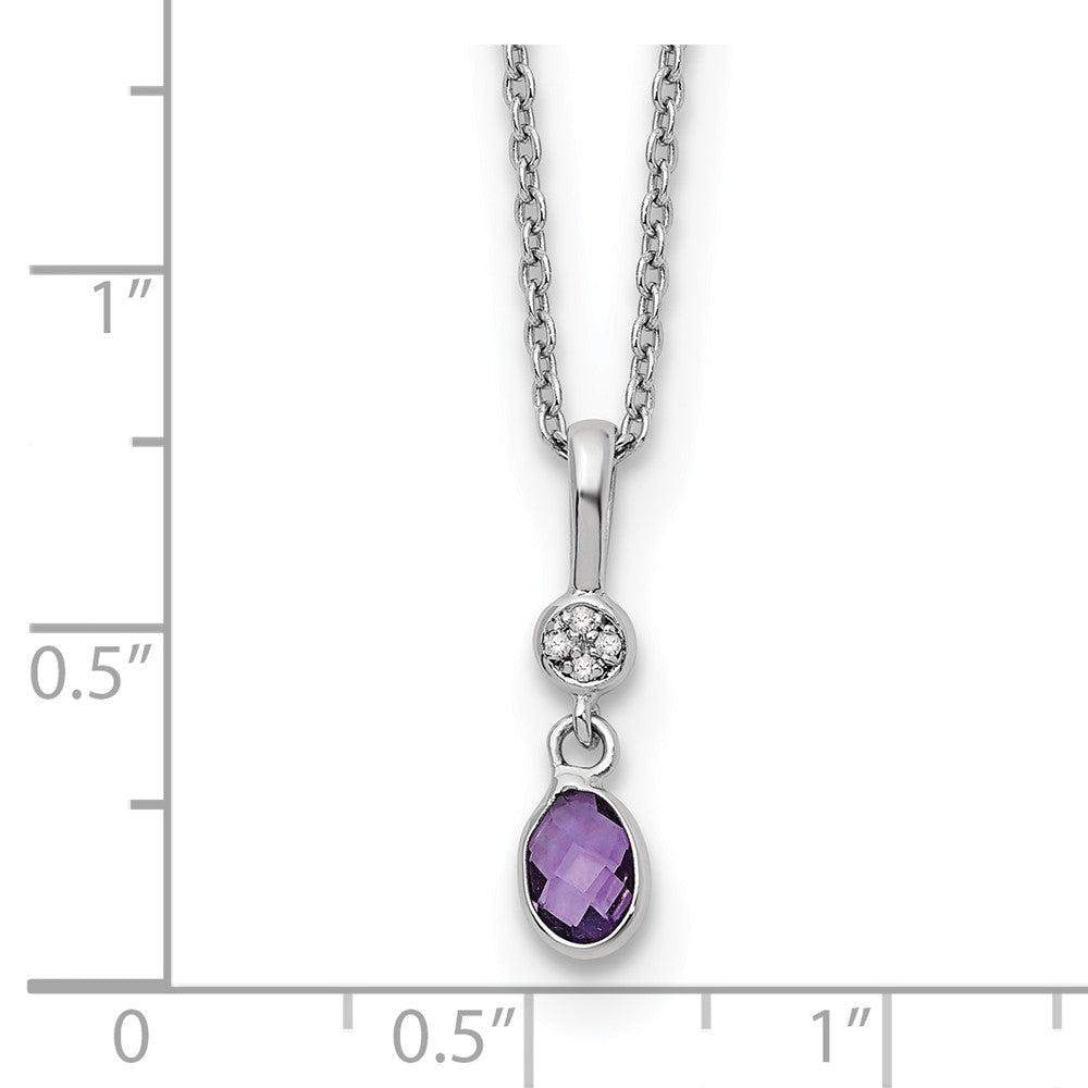 Sterling Silver RH Plated White Ice Amethyst and Diamond Necklace