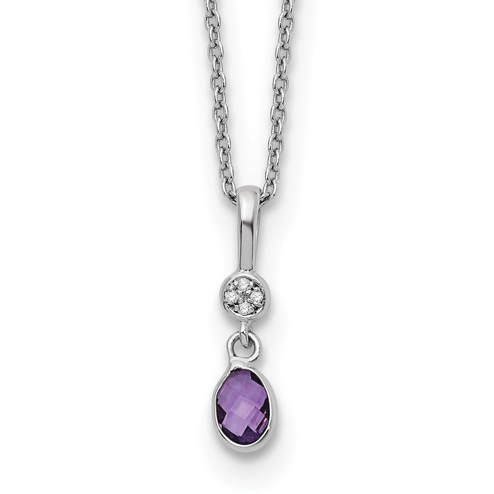 Sterling Silver RH Plated White Ice Amethyst and Diamond Necklace