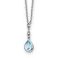 Sterling Silver RH Plated White Ice Blue Topaz and .01 ct Diamond Necklace
