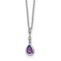 SS RH Plated White Ice .01 ct. Diamond and Amethyst w/2IN Ext. Necklace