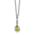 SS RH Plated White Ice .01 ct. Diamond and Peridot w/2IN Ext. Necklace