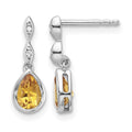SS RH Plated White Ice .01 ct. Diamond and Citrine Post Earrings