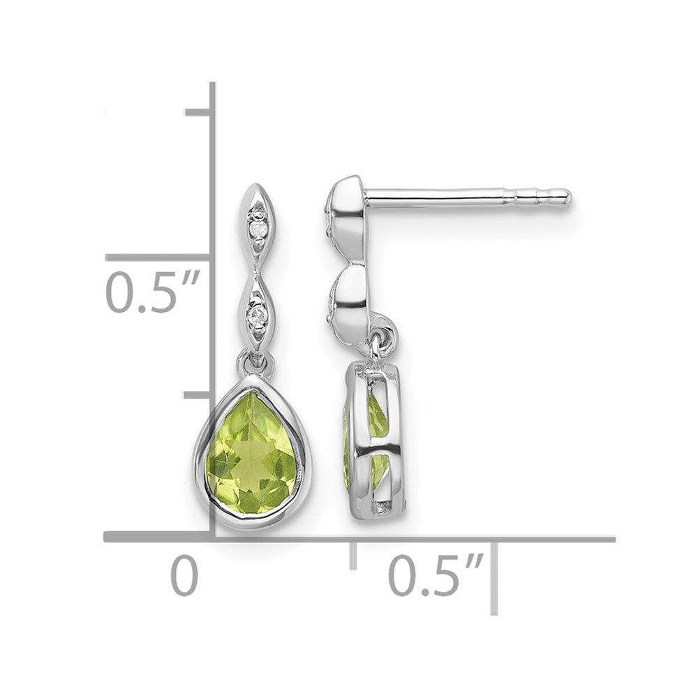 SS RH Plated White Ice .01 ct. Diamond and Peridot Post Earrings