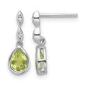 SS RH Plated White Ice .01 ct. Diamond and Peridot Post Earrings