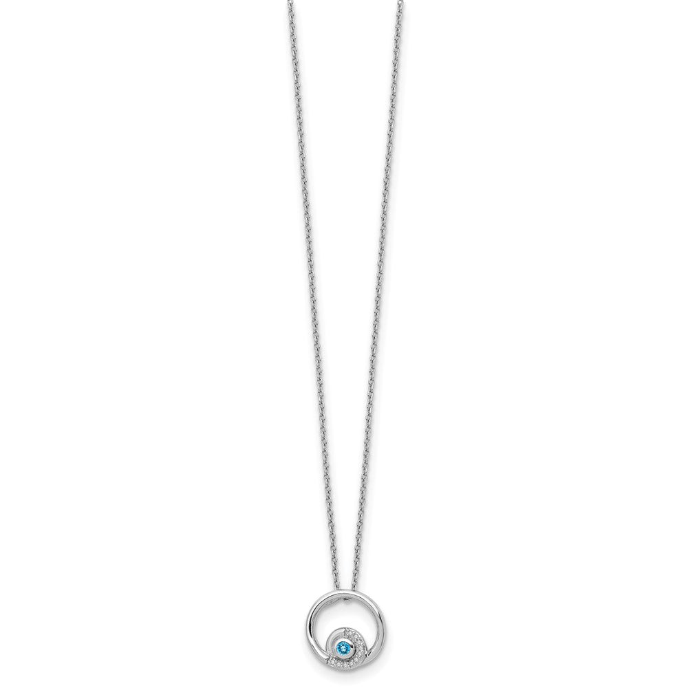 Sterling SilverRH Plated White Ice Bl Topaz and Diamond Necklace