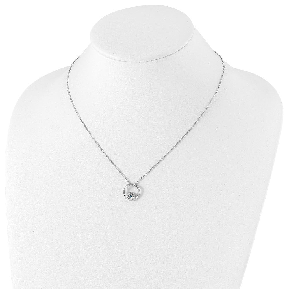 Sterling SilverRH Plated White Ice Bl Topaz and Diamond Necklace