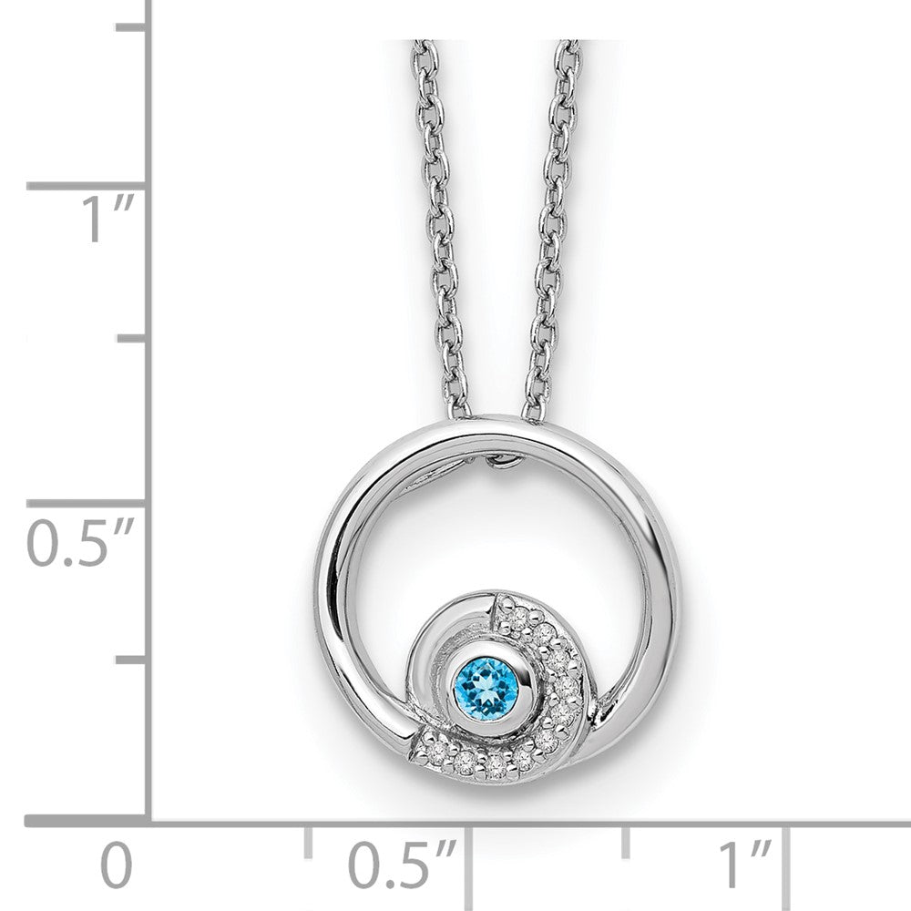 Sterling SilverRH Plated White Ice Bl Topaz and Diamond Necklace