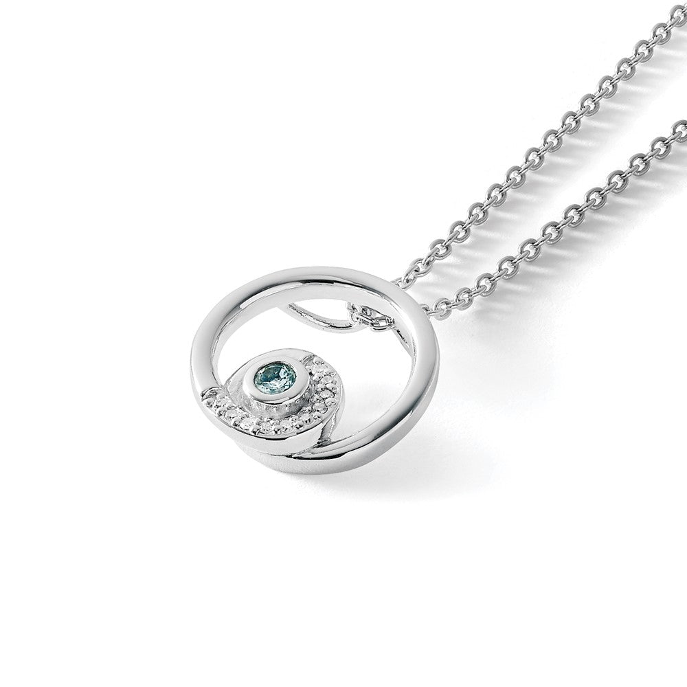 Sterling SilverRH Plated White Ice Bl Topaz and Diamond Necklace