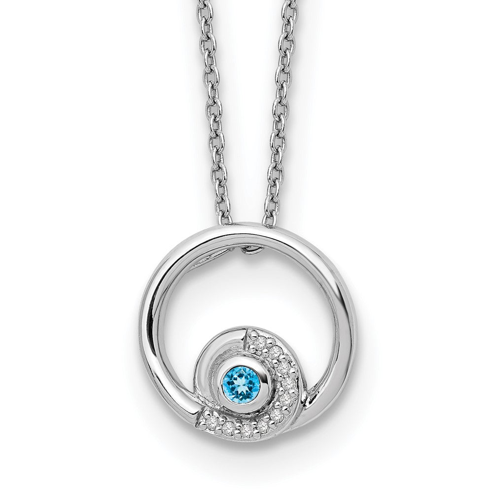 Sterling SilverRH Plated White Ice Bl Topaz and Diamond Necklace