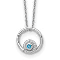 Sterling SilverRH Plated White Ice Bl Topaz and Diamond Necklace