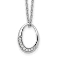 Sterling Silver RH Plated White Ice .05 ct Diamond Oval Necklace