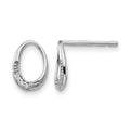 Sterling Silver RH Plated White Ice .02 ct Diamond Oval Post Earrings