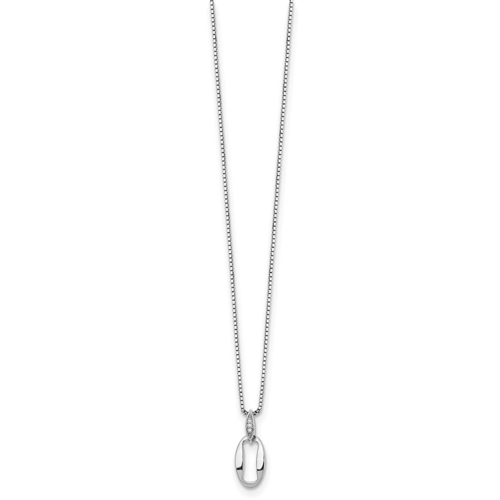 Sterling Silver RH Plated White Ice .02ct Diamond Necklace