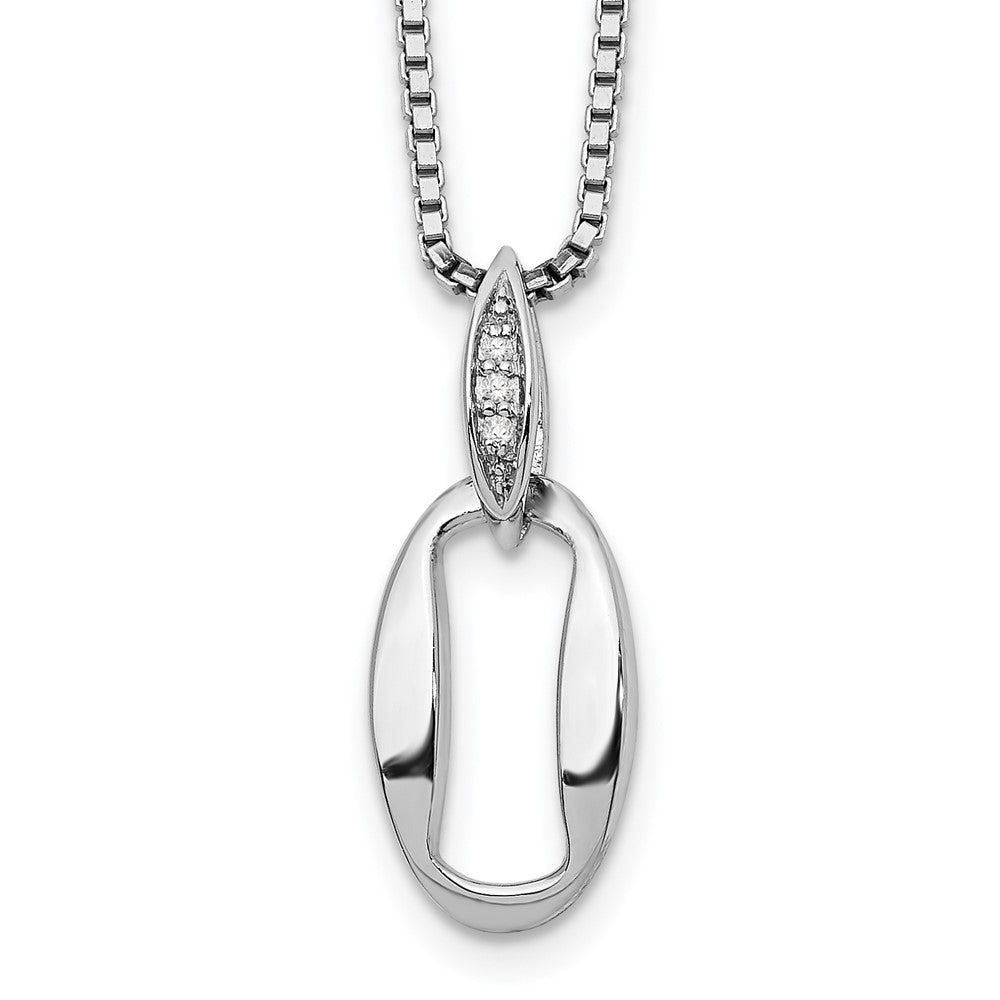 Sterling Silver RH Plated White Ice .02ct Diamond Necklace