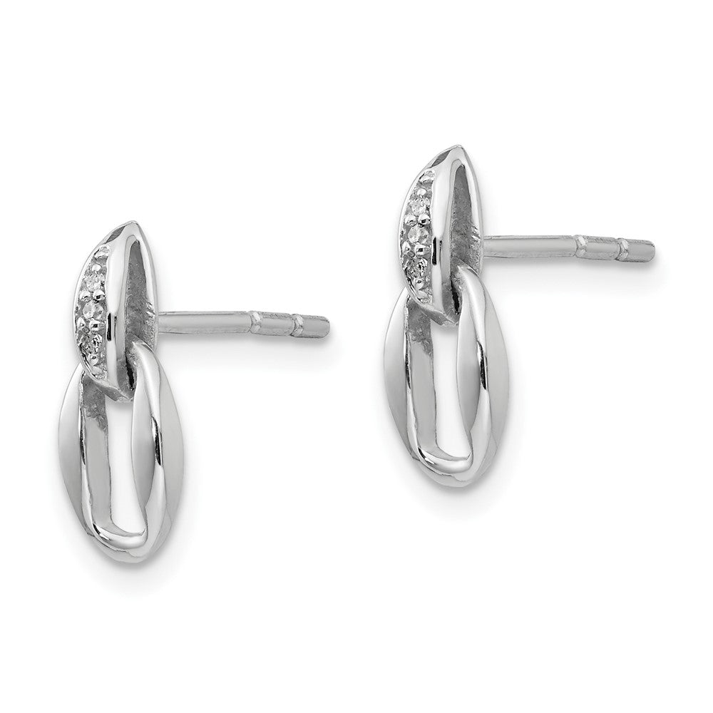 Sterling Silver RH Plated White Ice .02ct Diamond Post Earrings