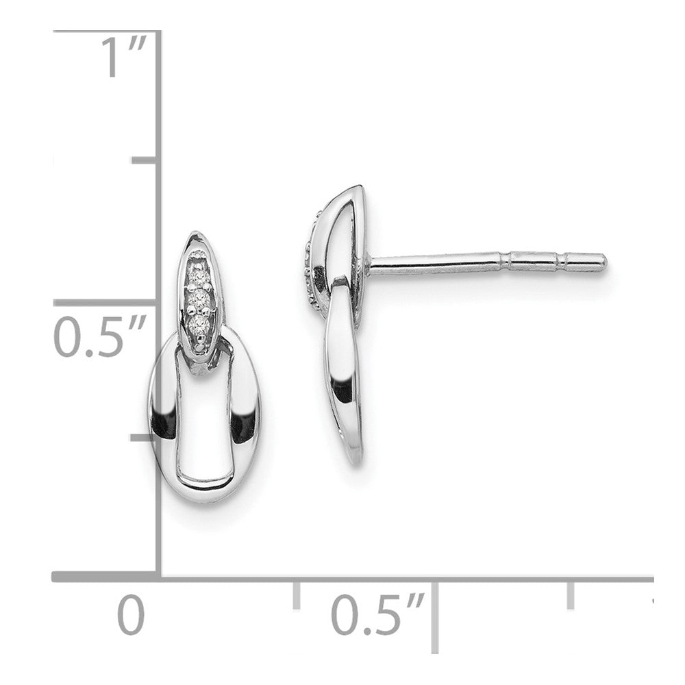 Sterling Silver RH Plated White Ice .02ct Diamond Post Earrings