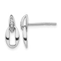 Sterling Silver RH Plated White Ice .02ct Diamond Post Earrings