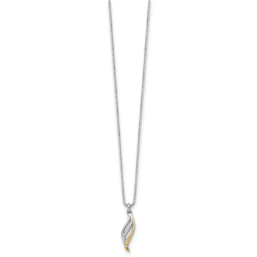 Sterling Silver RH Plated White Ice Gold-Tone .01ct Dia. Necklace