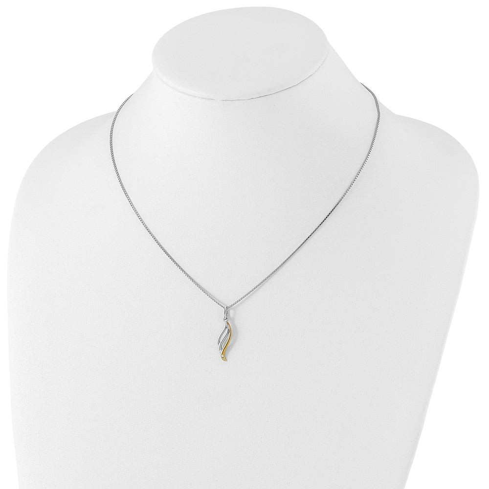 Sterling Silver RH Plated White Ice Gold-Tone .01ct Dia. Necklace