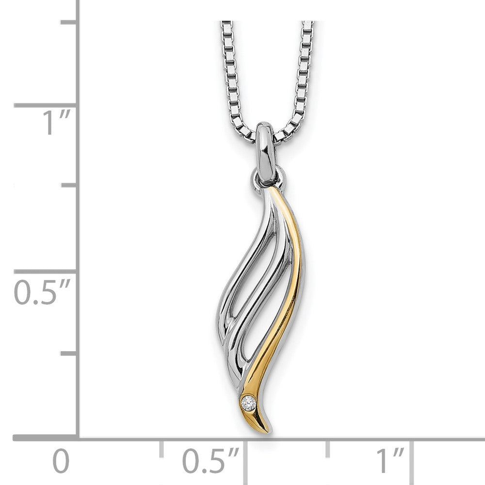 Sterling Silver RH Plated White Ice Gold-Tone .01ct Dia. Necklace