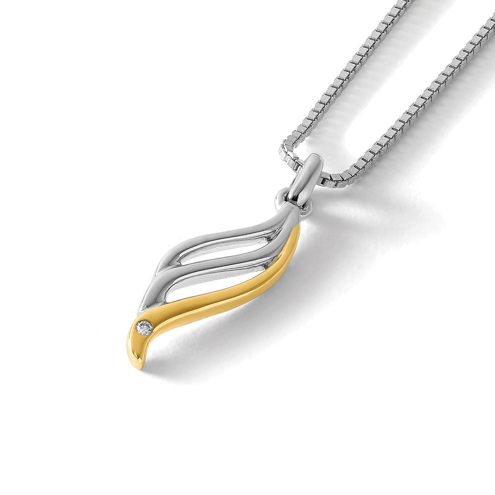 Sterling Silver RH Plated White Ice Gold-Tone .01ct Dia. Necklace