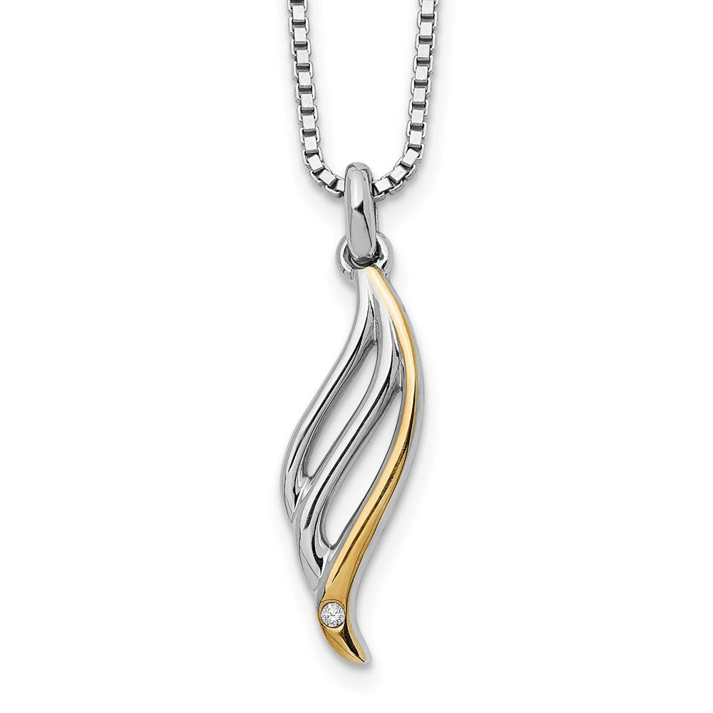 Sterling Silver RH Plated White Ice Gold-Tone .01ct Dia. Necklace