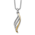 Sterling Silver RH Plated White Ice Gold-Tone .01ct Dia. Necklace