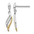 Sterling Silver RH Plated White Ice Gold-tone Diamond Post Earrings