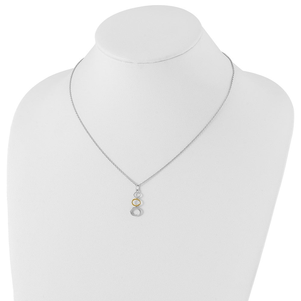 Sterling Silver RH Plated White Ice Gold-Tone .5 pt Dia. Necklace