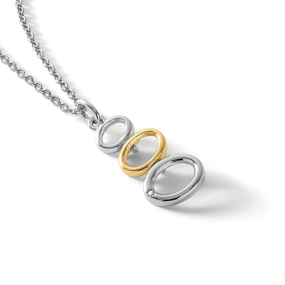 Sterling Silver RH Plated White Ice Gold-Tone .5 pt Dia. Necklace