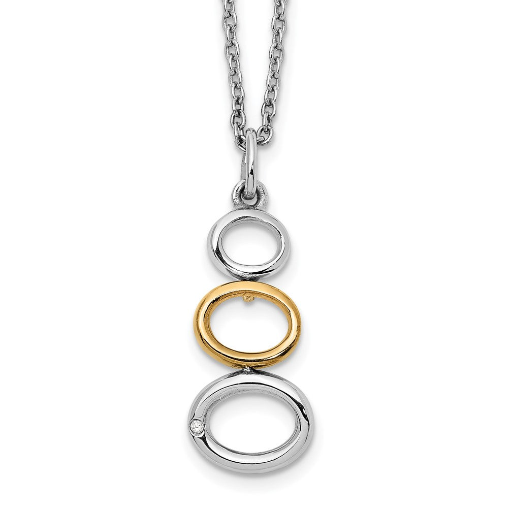 Sterling Silver RH Plated White Ice Gold-Tone .5 pt Dia. Necklace