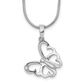 Sterling Silver RH Plated White Ice .01 ct Dia. Butterfly Necklace