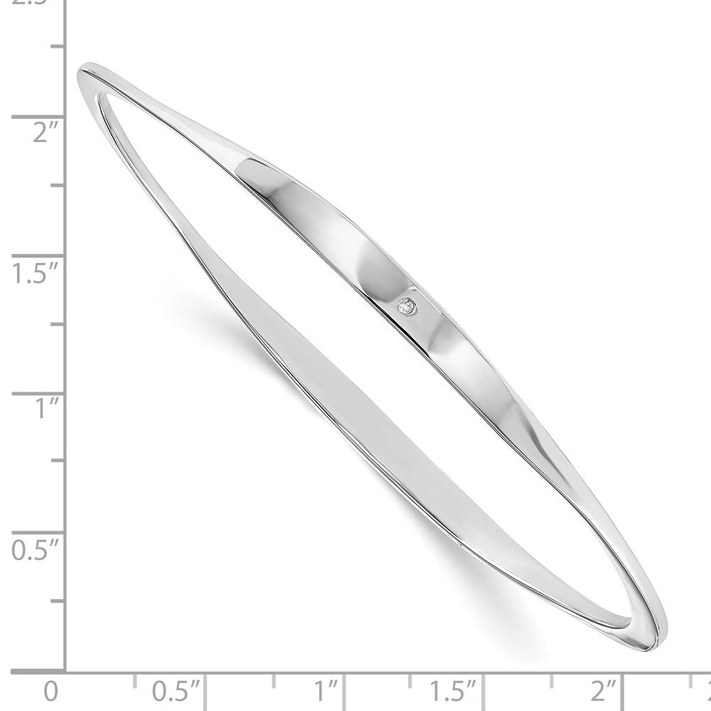 Sterling Silver RH Plated White Ice .01ct Diamond Bangle