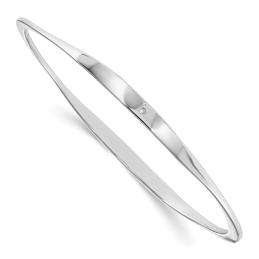 Sterling Silver RH Plated White Ice .01ct Diamond Bangle