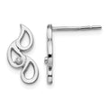 Sterling Silver RH Plated White Ice Diamond Raindrop Post Earrings