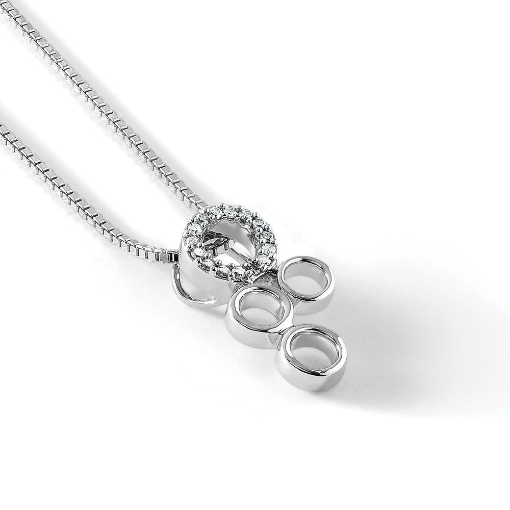 Sterling Silver RH Plated White Ice .07ct Dia. Slide Pendant Necklace