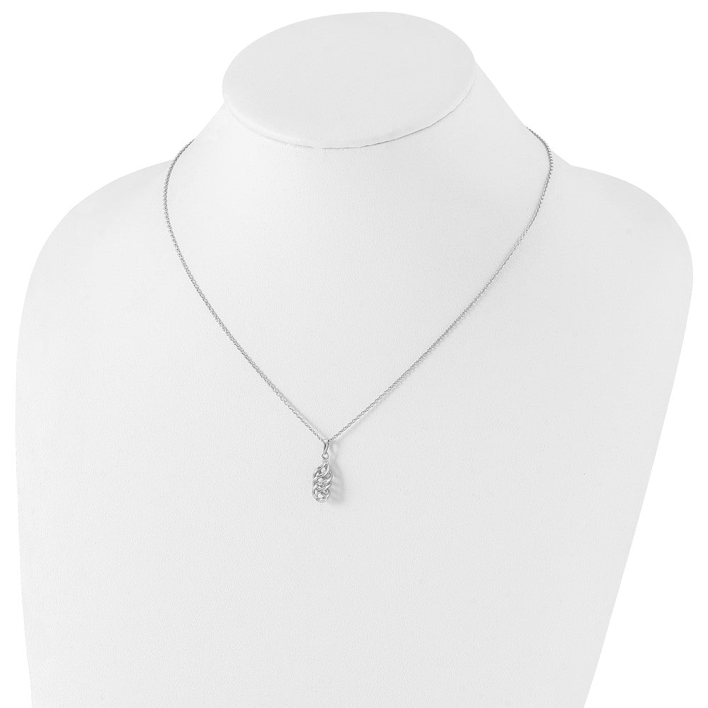 Sterling Silver RH Plated White Ice .01ct Diamond Spiral Pendant Necklace