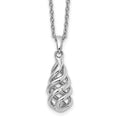 Sterling Silver RH Plated White Ice .01ct Diamond Spiral Pendant Necklace