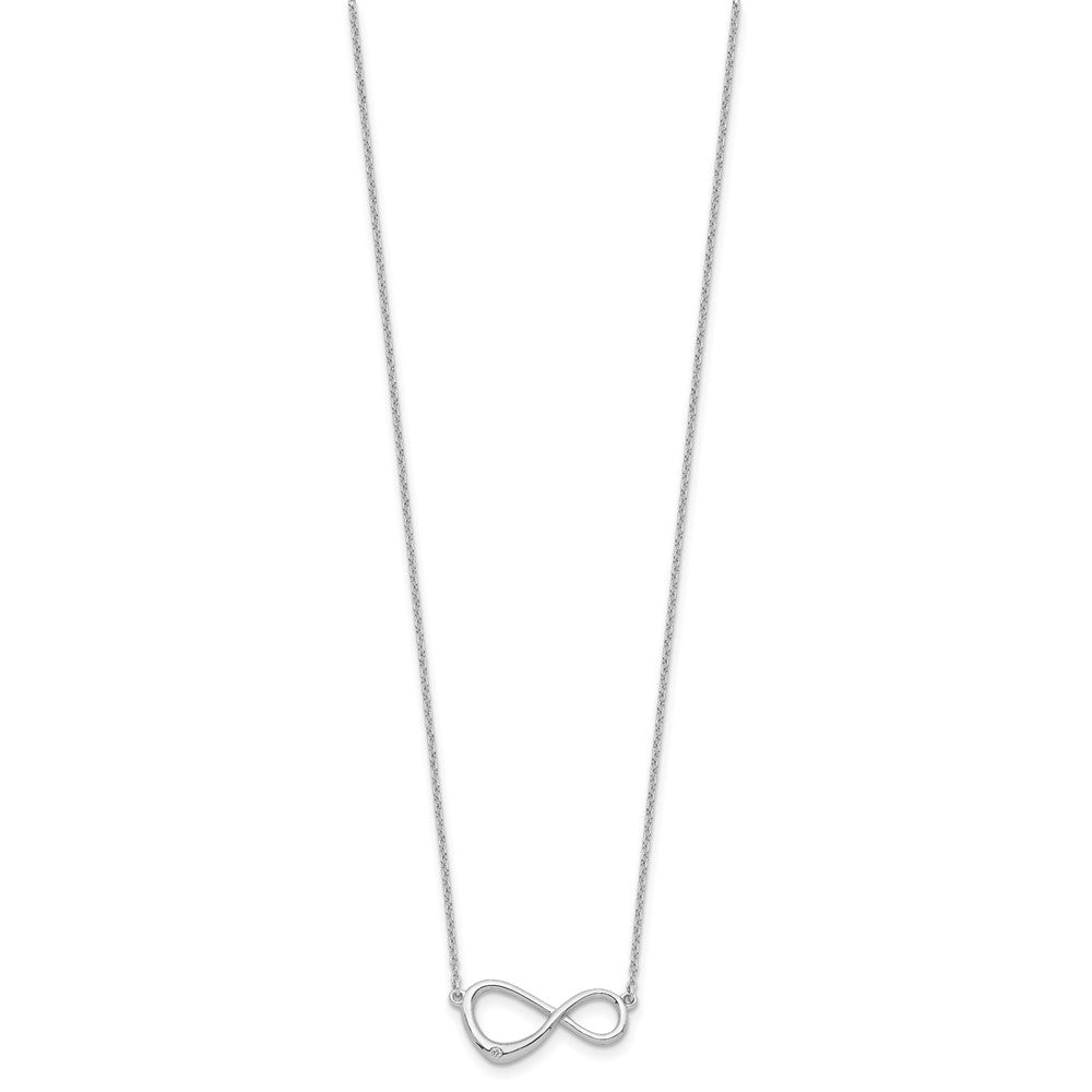 Sterling Silver RH Plated White Ice Diamond Infinity Necklace