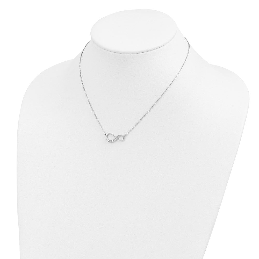 Sterling Silver RH Plated White Ice Diamond Infinity Necklace