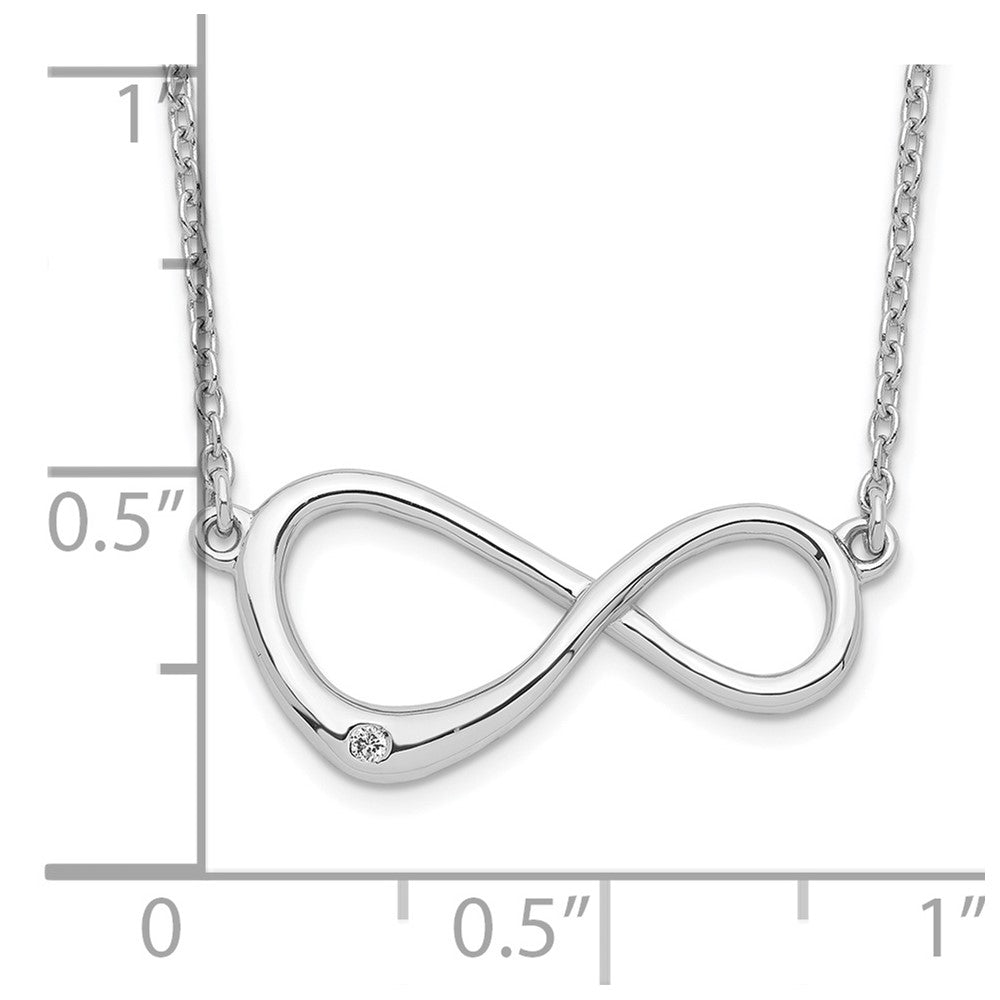 Sterling Silver RH Plated White Ice Diamond Infinity Necklace