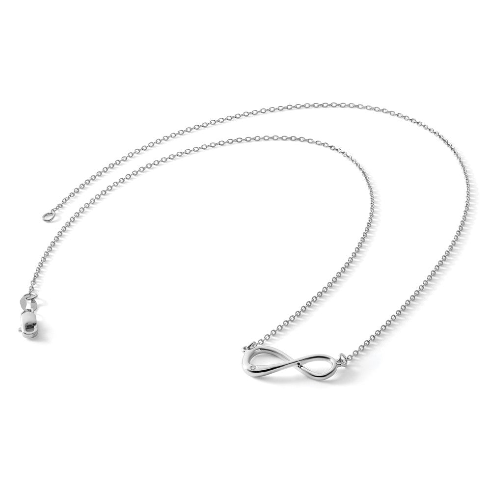 Sterling Silver RH Plated White Ice Diamond Infinity Necklace