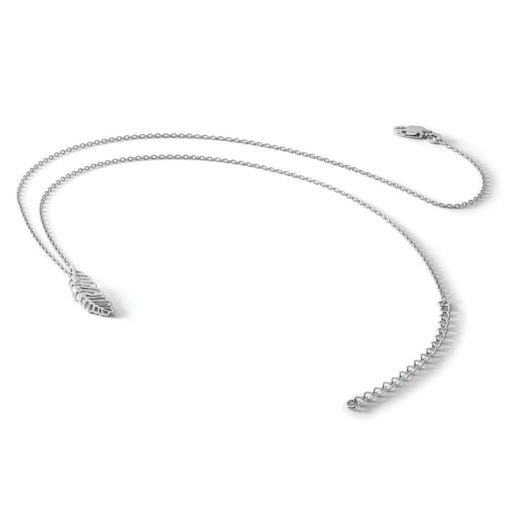 Sterling Silver RH Plated White Ice Diamond Feather Necklace