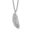 Sterling Silver RH Plated White Ice Diamond Feather Necklace