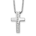 Sterling Silver RH Plated White Ice Diamond Cross Pendant Necklace