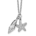 Sterling Silver RH Plated White Ice Diamond Shell 18in w/2in EXT Necklace