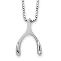 Sterling Silver RH Plated White Ice Dia. Wishbone Pendant Necklace